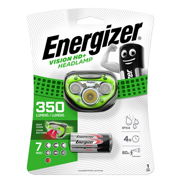 Челник ENERGIZER VISION HD+ с мощност 350 Lumens Red Night Vision режим за нощно виждане, димер за регулиране силата на светен Челник ENERGIZER VISION HD+ с мощност 350 Lumens Red Night Vision режим за нощно виждане, димер за регулиране силата на светен