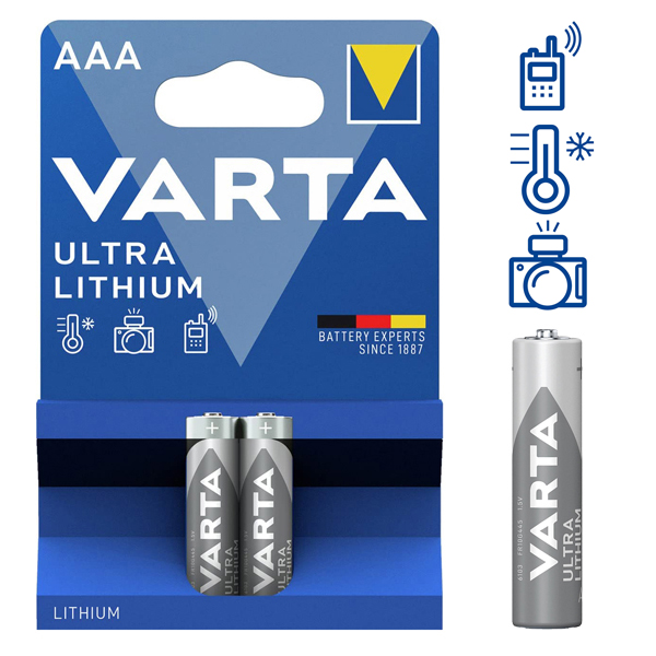 Батерии VARTA ULTRA LITHIUM AAA LR03 1100mAh 1.5 V Комплект от 2 броя литиеви батерии VARTA ULTRA Lithium