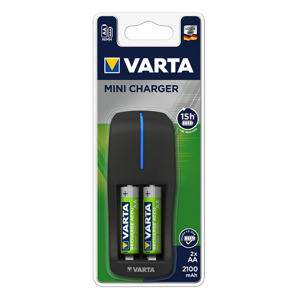 VARTA MINI CHARGER Зарядно устройство с компелкт от 2 броя батерии AA 2100mAh 1.2V предварително заредени