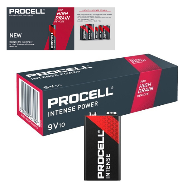 Батерия PROCELL INTENSE 9V , 6LR61 , 4022 , PP3 628 mAh Професионална серия алкални батерии Duracell Procell Intense ALKALINE