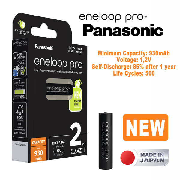 Новите Акумулаторни батерии Panasonic Eneloop Pro HR03 AAA NiMH 930 mAh 1.2 V Новите Акумулаторни батерии Panasonic Eneloop Pro HR03 AAA NiMH 930 mAh 1.2 V