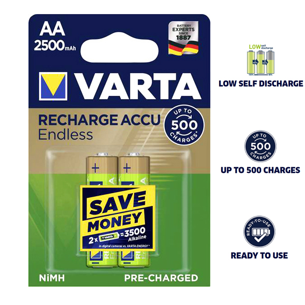VARTA Endless Акумулаторни батерии AA 2500 mAh 1.2 V NiMH