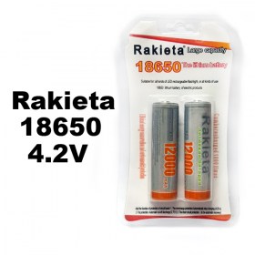 Комплект Акумулаторни батерии RAKIETA 18650 Button top 12000 mAh 4.2V Li-Ion с пъпка към плюса комплект от 2 броя батерии