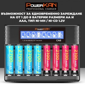 PowerKAN CN8 зарядно за 8 батерии AA AAA с USB-C